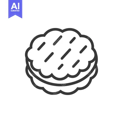 Aset desain premium: A simple black and white illustration of a cookie sandwich