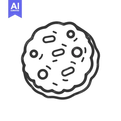 Aset desain premium: A Simple Outline Drawing of a Round Baked Cookie