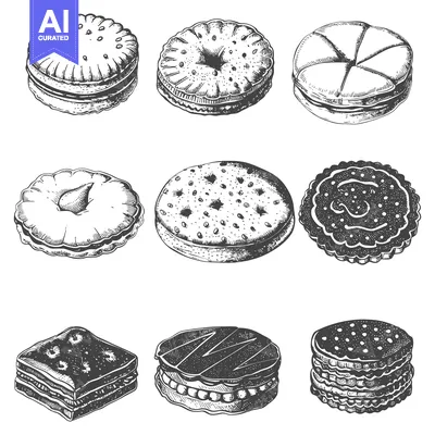 Aset desain premium: Assorted Delicious Cookies and Biscuits Collection