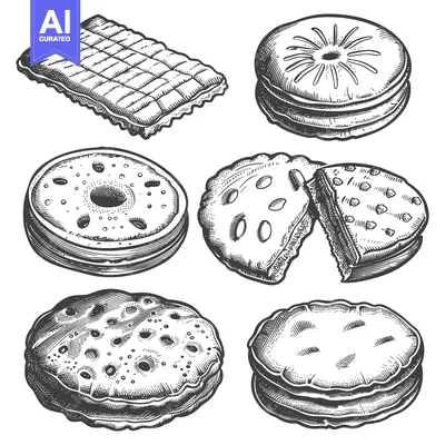 Aset premium populer: Assorted Cookies and Crackers in a Hand Drawn Style