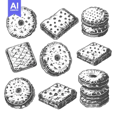 Premium design asset: An assortment of various cookies and biscuits