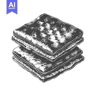 Aset premium populer: A Stack of Square Crackers Detailed Illustration