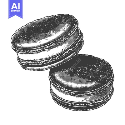 Premium design asset: Two Delicious Macarons Floating Delicately