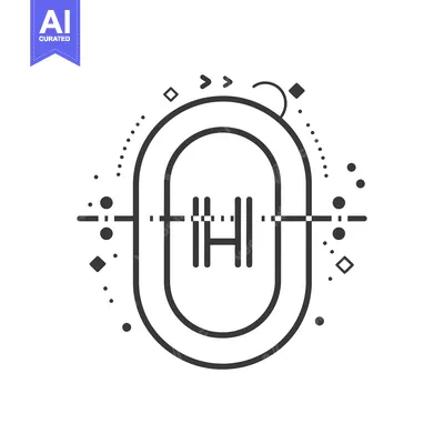Aset desain premium: Black and White Abstract Drawing of an Oval with Lines Inside