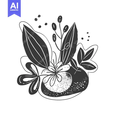 Aset premium populer: Black and White Abstract Floral Illustration