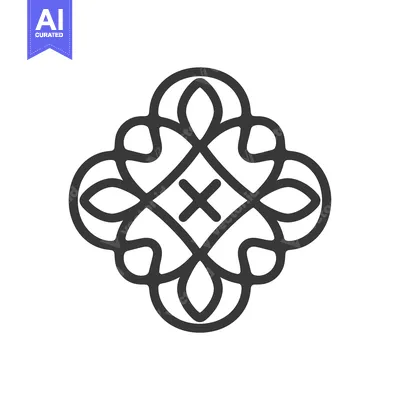 Aset desain premium: Black and white abstract geometric pattern with a cross in the center