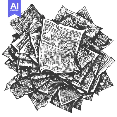 Aset desain premium: Black and White Abstract Pattern with Geometric Shapes