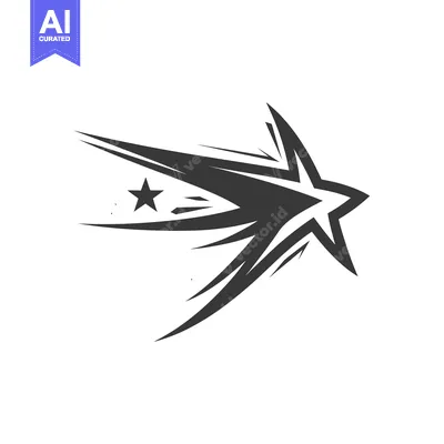 Aset premium populer: Black and white abstract star with a trail