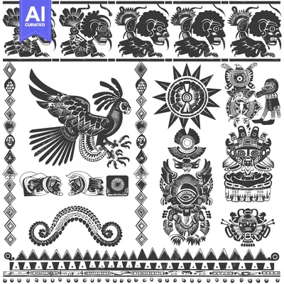 Aset premium populer: Black and White Aztec Style Design Elements
