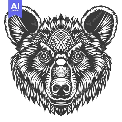 Popular premium asset: Black and White Bear Head with Geometric Pattern