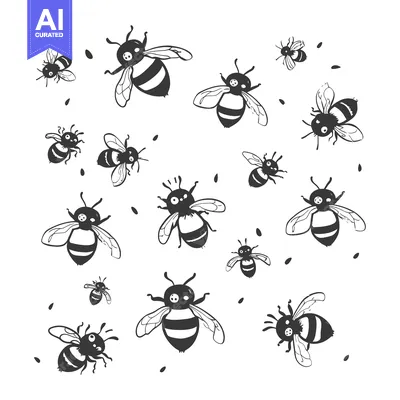 Popular premium asset: Black and White Bees in Flight with Scattered Pollen