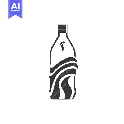 Aset premium populer: Black and White Bottle Logo with Swirling Design