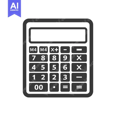 Popular premium asset: Black and White Calculator Icon with Display, Buttons, and Numbers