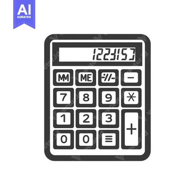 Premium design asset: Black And White Calculator Icon With Display Showing 123457 3435