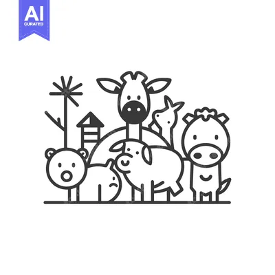Popular premium asset: Black and White Cartoon Animals in a Field