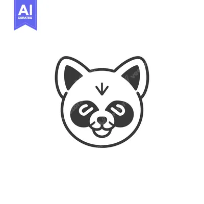 Aset premium populer: Black and White Cartoon Illustration of a Raccoon Face