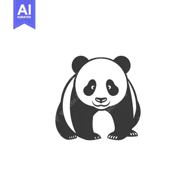 Premium design asset: Black and White Cartoon Illustration of a Standing Panda