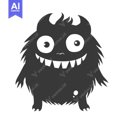 Popular premium asset: Black and White Cartoon Monster with a Grin