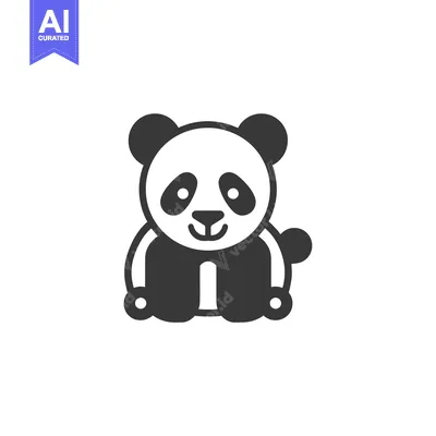 Aset desain premium: Black and White Cartoon Panda Bear Sitting