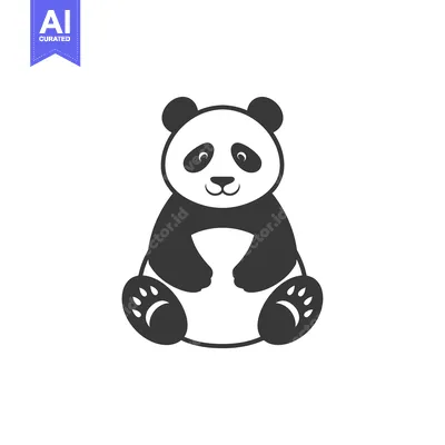 Popular premium asset: Black and White Cartoon Panda Bear Sitting with Paws Visible