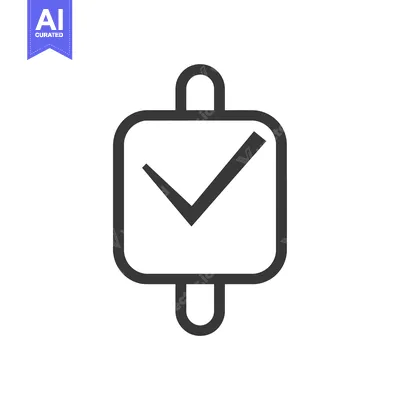 Premium design asset: Black and White Check Mark Icon with Rounded Square and Handles