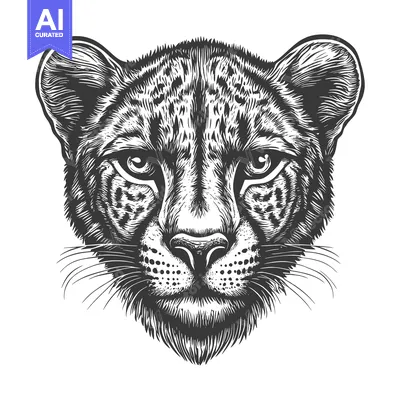 Popular premium asset: Black and White Cheetah Head Illustration