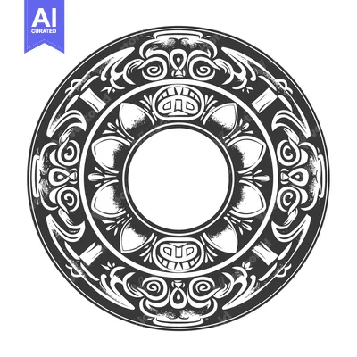 Premium design asset: Black and White Circular Design with Intricate Patterns