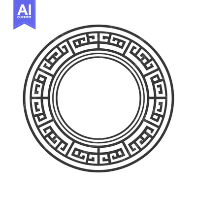 Aset premium populer: Black and White Circular Greek Key Design