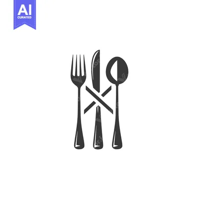 Aset premium populer: Black and White Cutlery Icon with Crossed Knife and Fork