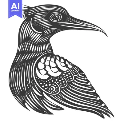 Aset premium populer: Black and White Detailed Illustration of a Bird with a Long Beak