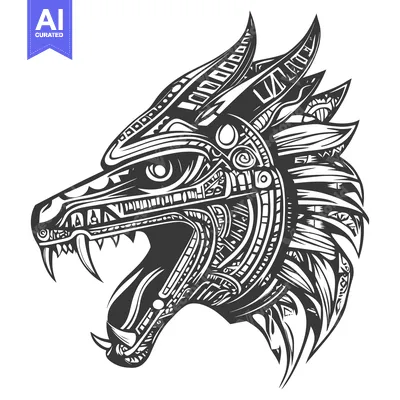 Aset premium populer: Black and White Detailed Illustration of a Dragon Head