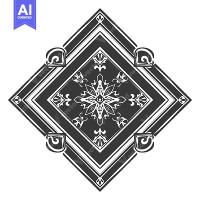 Aset premium populer: Black and white diamond-shaped design with floral details