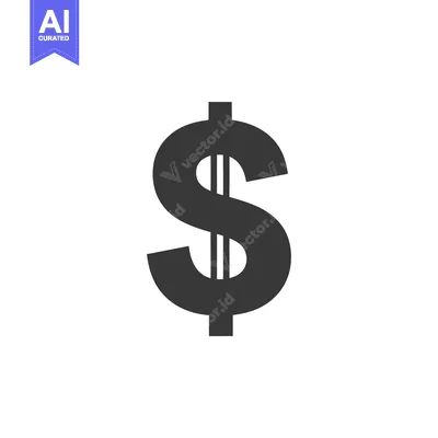 Aset desain premium: Black and White Dollar Sign Icon