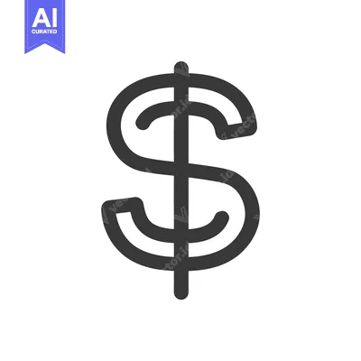 Aset desain premium: Black and White Dollar Sign Icon