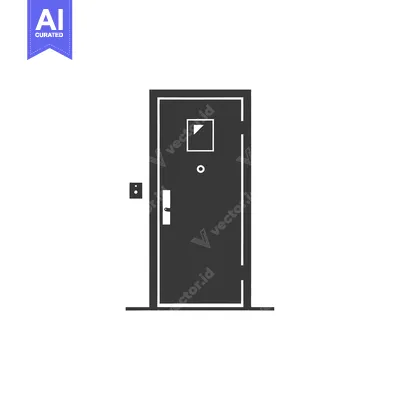 Premium design asset: Black and White Door with Window, Doorbell and Handle