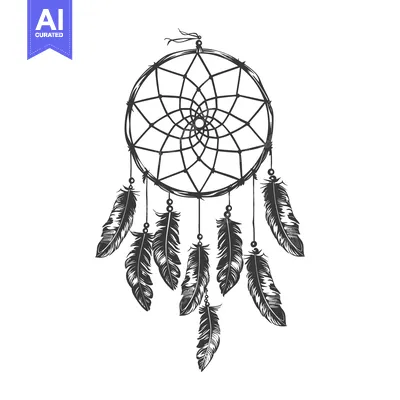 Black and White Dreamcatcher with Feathers