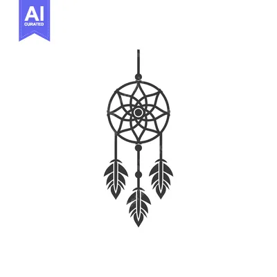 Black and White Dreamcatcher with Three Feathers