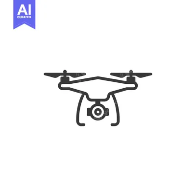 Aset desain premium: Black and White Drone Icon with Camera