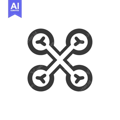 Black and White Drone Icon with Four Propellers