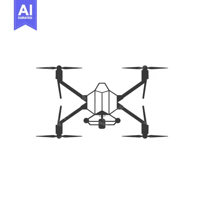 Aset premium populer: Black and White Drone Silhouette with Four Propellers