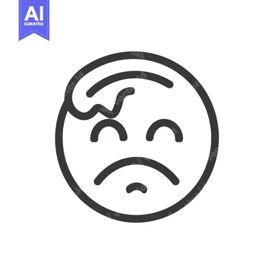 Aset premium populer: Black and White Emoji of a Sad Face with a Smug Look