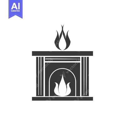 Aset premium populer: Black and White Fireplace Icon with Flames