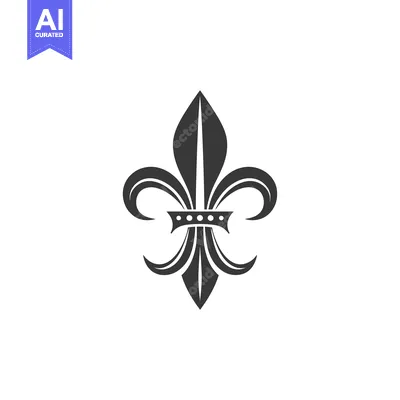 Aset desain premium: Black and White Fleur-de-lis with a Band of Circles