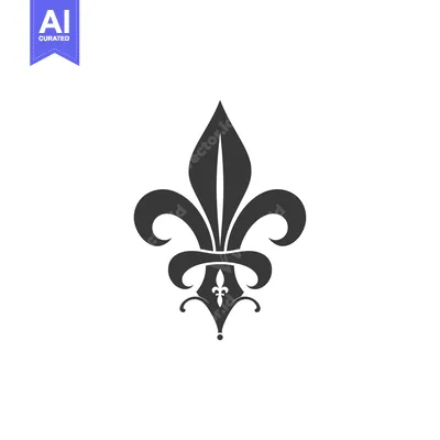 Premium design asset: Black and White Fleur-de-lis with a White Fleur-de-lis in the Center