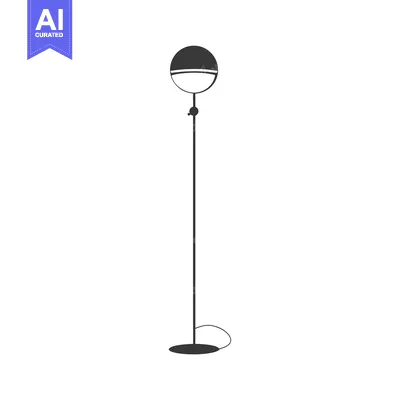 Premium design asset: Black and White Floor Lamp with a Spherical Shade