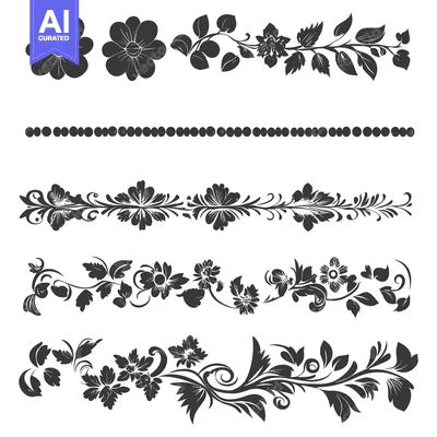 Aset premium populer: Black and White Floral Design Elements for Decoration