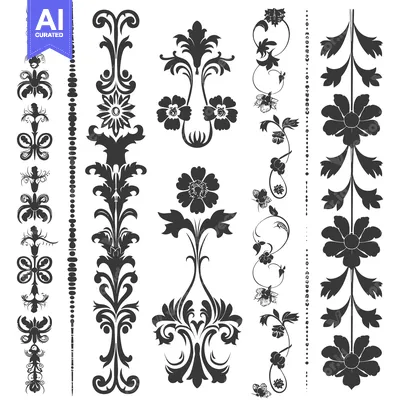 Premium design asset: Black and White Floral Designs Set