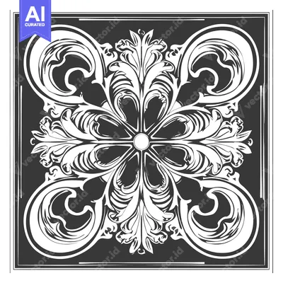 Aset premium populer: Black and White Floral Design with a Frame