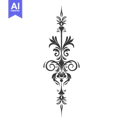Premium design asset: Black and White Floral Design with Swirls and Shapes