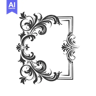 Aset premium populer: Black and White Floral Frame with Ornamental Flourishes